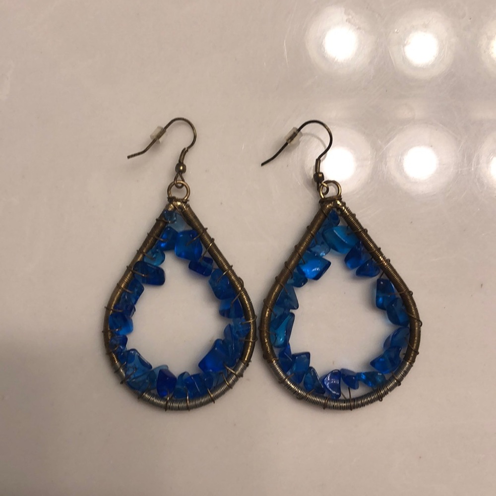 Teardrop Blue earrings, Noonday Collection, EUC.